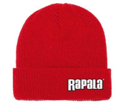 Rapala Classic Ribbed Cuffed Knit Beanie Embroidered - Red