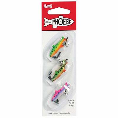 Acme Tackle Phoebe Fishing Lure Spoons 3PK 1/8 oz. Silver, Gold, Neon Blue  