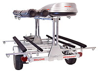 Malone MegaSport LowBed Trailer w/Tier, Spare, 2 sets Bunks, Cargo Box, 2 Rod Tubes