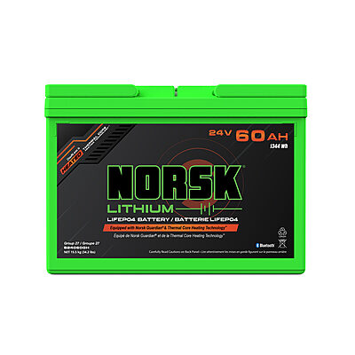 Norsk 24V 60Ah Heated LiFePO4 Lithium Trolling Motor Battery
