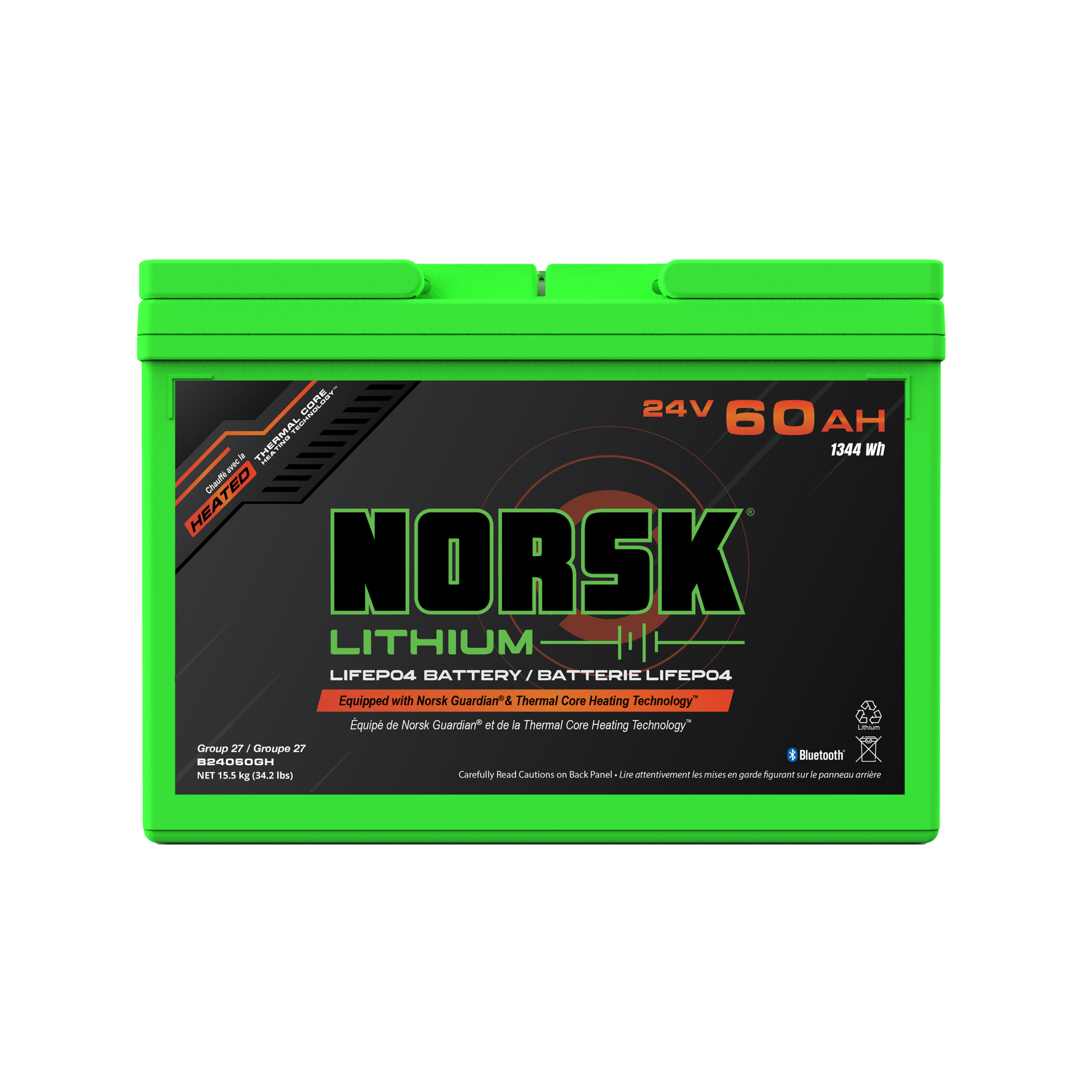 Norsk 24V 60Ah Heated LiFePO4 Lithium Trolling Motor Battery Norsk 24V 60Ah Heated LiFePO4 Lithium Trolling Motor Battery